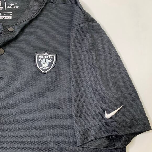 Las Vegas Raiders Shirt Mens M Black NFL OnField Blade Collar Nike Golf Polo - Picture 4 of 12